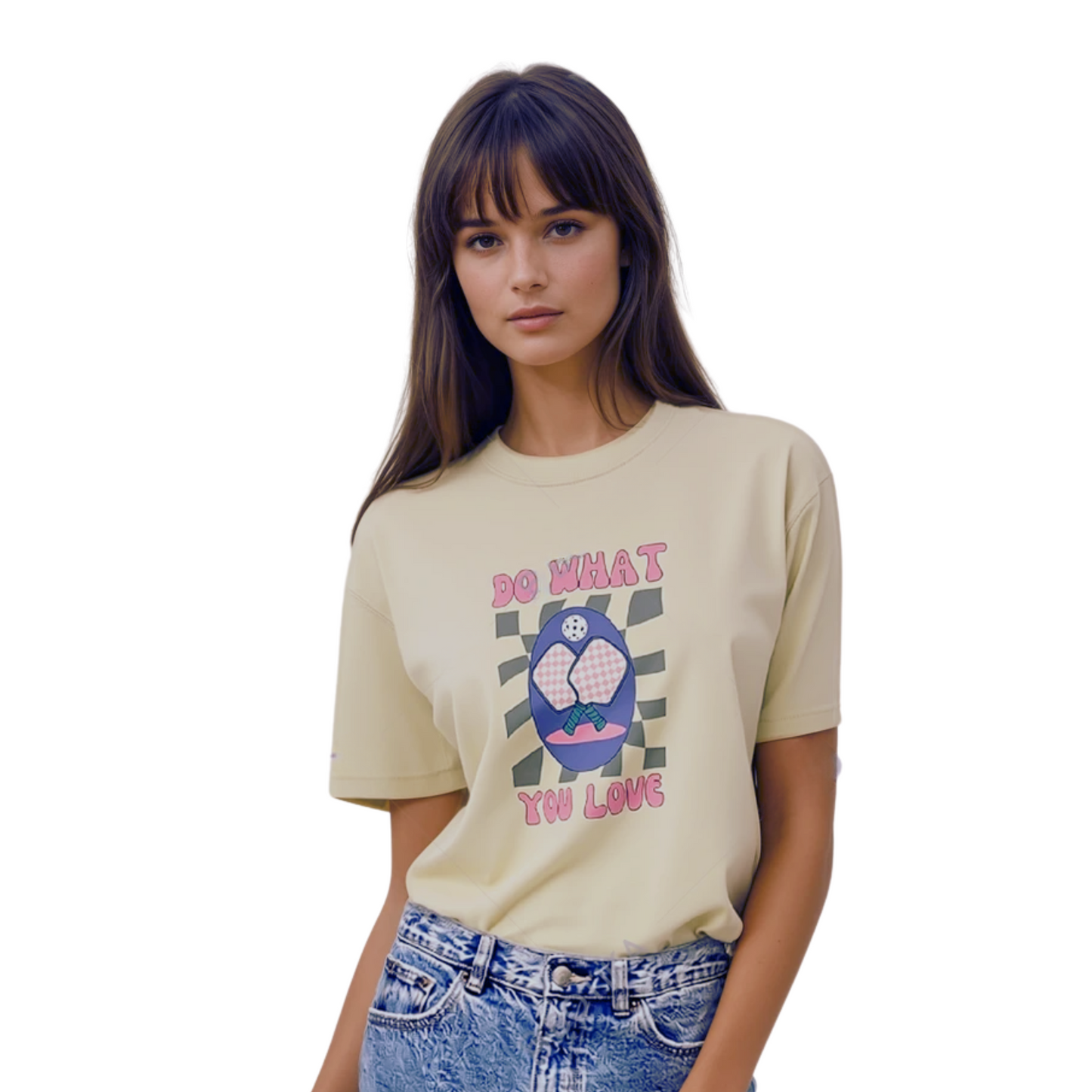 Pickleball Graphic T-Shirt | "Do What You Love" Design | 100% Cotton | Loose Fit | Women's Crew