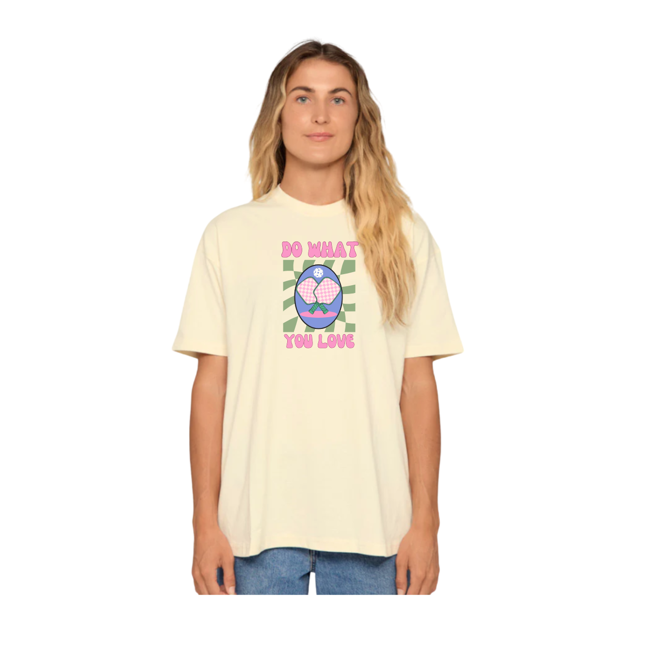 Pickleball Graphic T-Shirt | "Do What You Love" Design | 100% Cotton | Loose Fit | Women's Crew