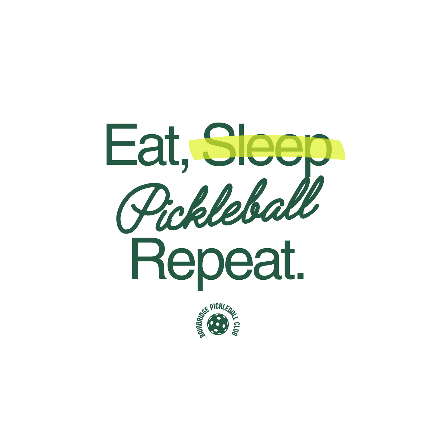 Pickleball Graphic T-Shirt | "Eat. Sleep. Pickleball. Repeat" Design | 100% Cotton | Loose Fit | Women's Crew |