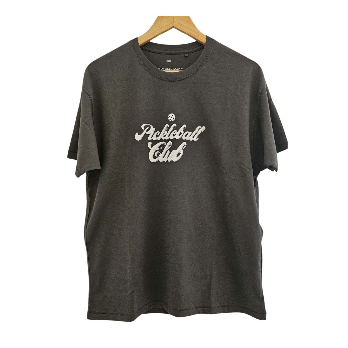 Pickleball Graphic T-Shirt | "Pickleball Club" Design | 100% Cotton | Loose Fit | Women's Crew | Dark Grey