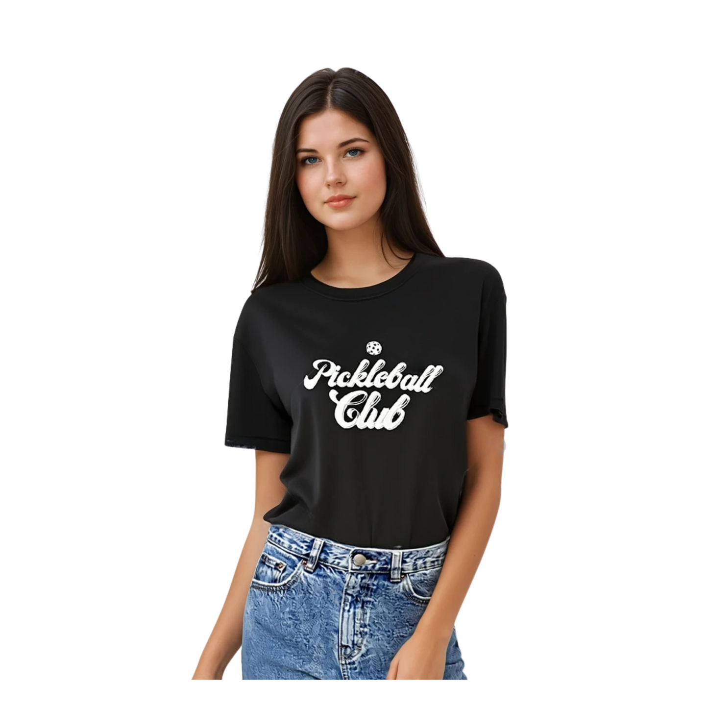 Pickleball Graphic T-Shirt | "Pickleball Club" Design | 100% Cotton | Loose Fit | Women's Crew | Dark Grey