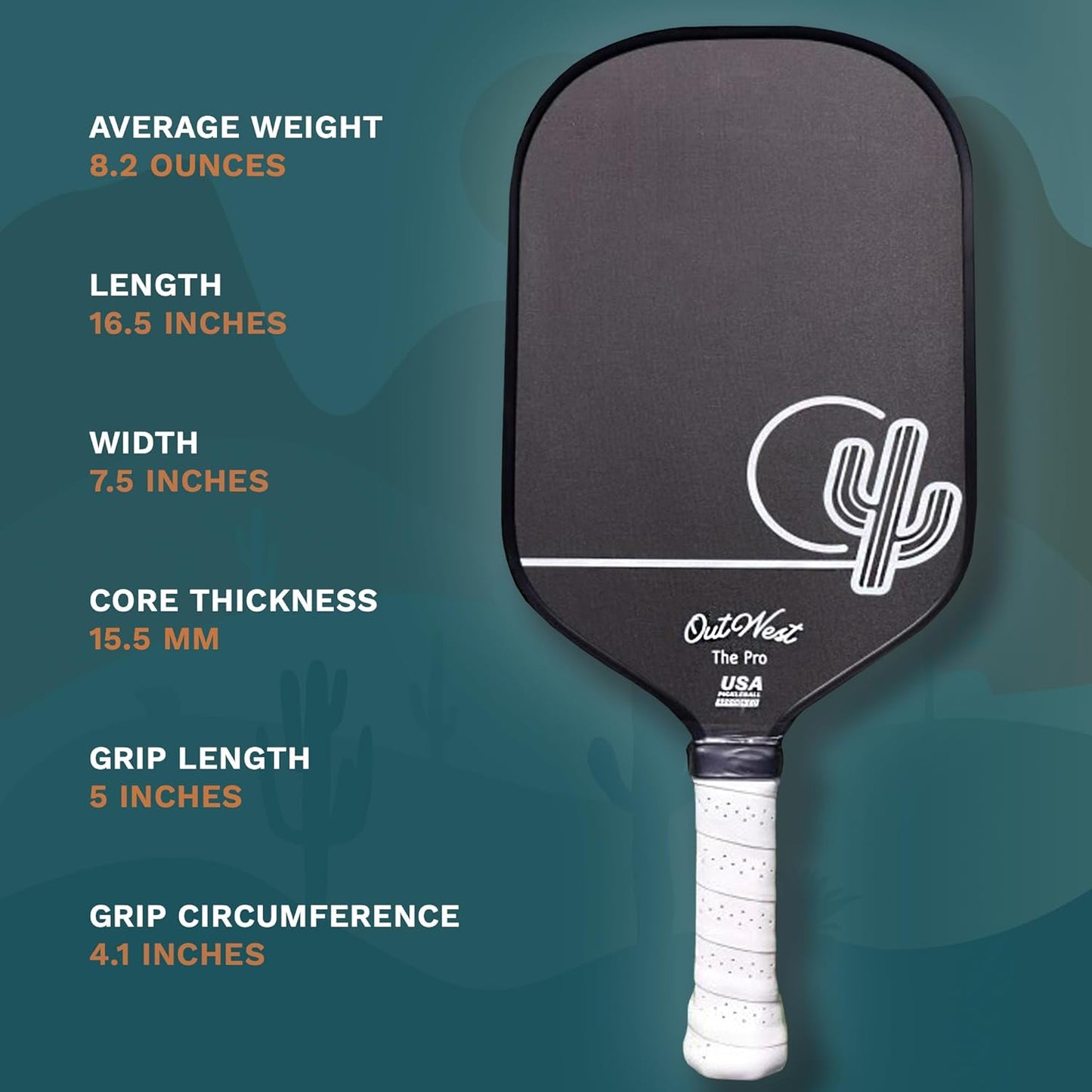 OutWest Sport Professional Pickleball Paddle - The Pro, USAPA Approved