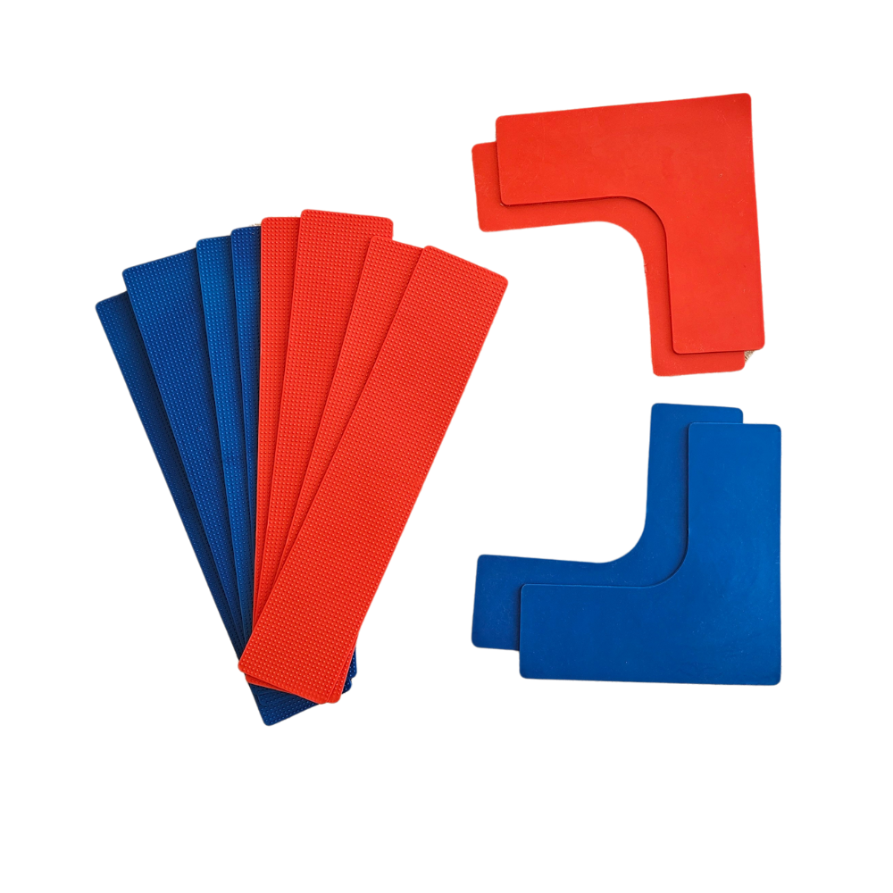 OutWest Sport Pickleball Court Throw-down Lines (10 pieces, Blue & Red durable textured plastic)