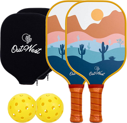 OutWest Sport Pickleball Paddle Sunrise Bundle - 2 Paddles and 2 Balls, USAPA Approved