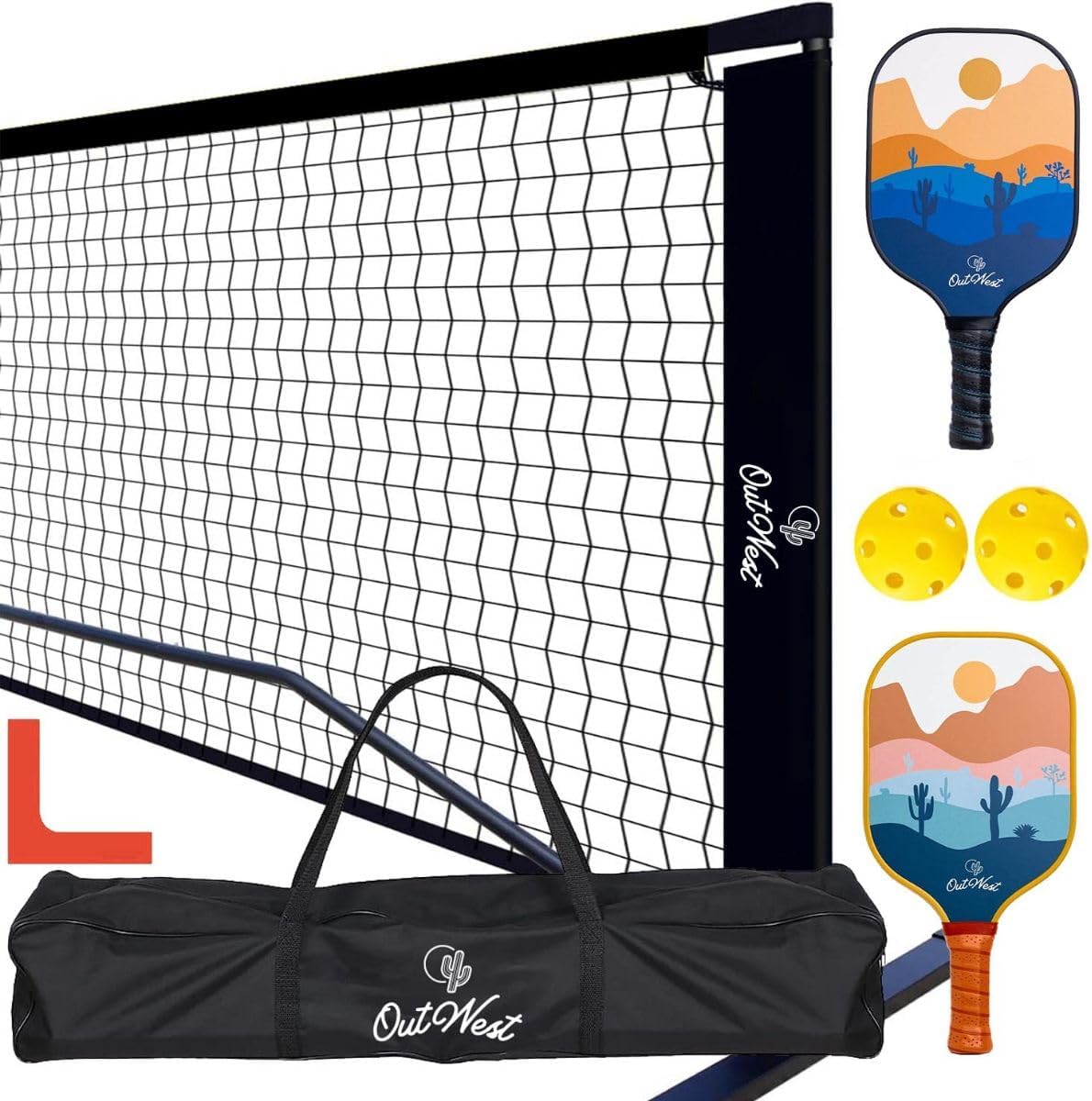 OutWest Sport Picklball Net Bundle - Net, 2 Paddles, 2 Balls, and Thro ...